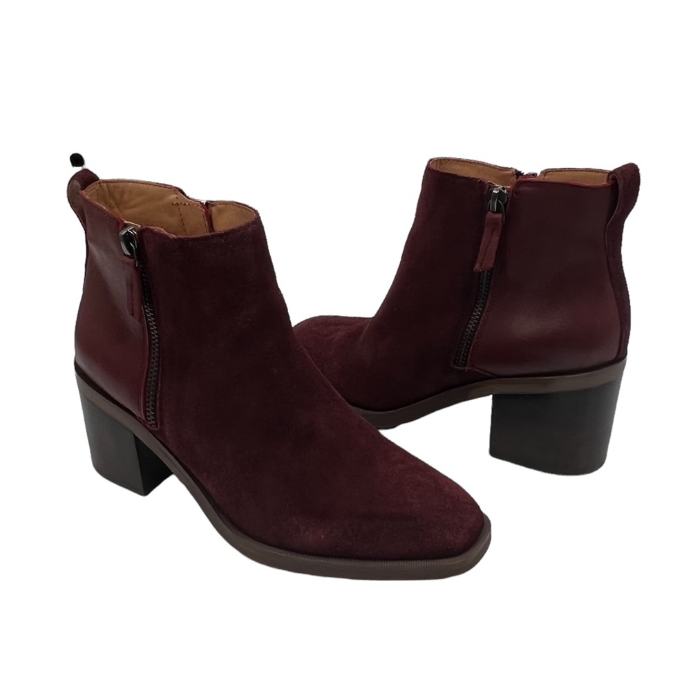 Crown Vintage Women's Red Block Heel Side Zip Ankle Booties Size 8M
